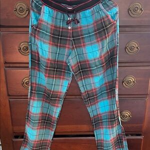 DKNY Turquoise and Pink Plaid Pajama Pants (with pockets)